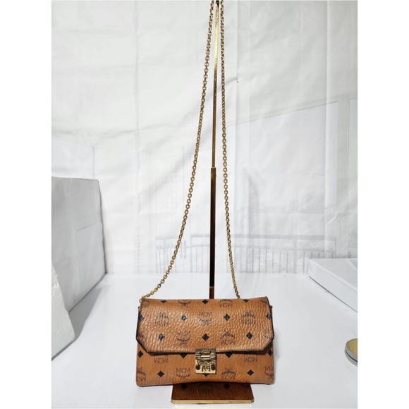Authentic MCM Visetos Millie Crossbody Bag Brown - Picture 1 of 13